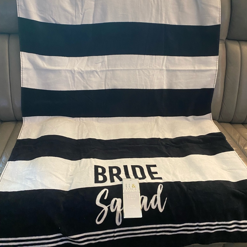 Elegant Black and White Bride Squad Towel